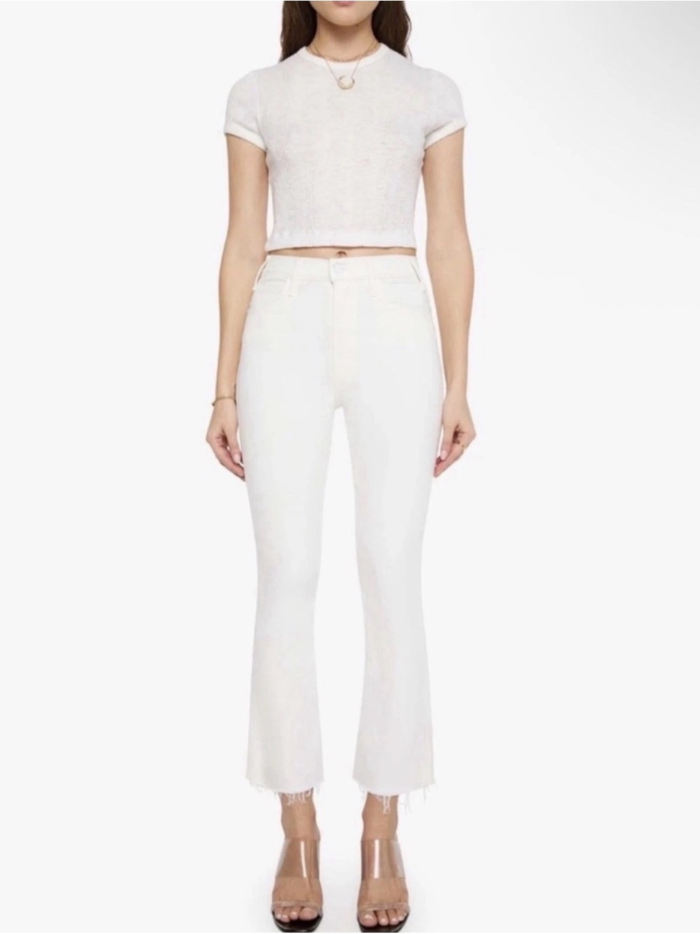 Mother Jeans Size 26 The Hustler Ankle Fray Fairest Of Them All White Denim